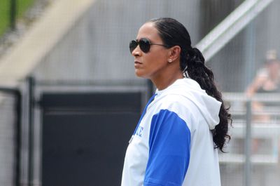 Duke coach Marissa Young watches her team against Howard in the regional round of the NCAA Tournament on Friday, May 16, 2025, in Durham, North Carolina.