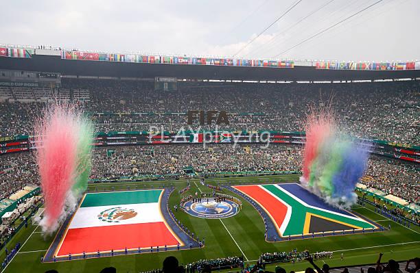 The Mexican and South African flags during the opening ceremony ahead of the 2026 World Cup Group A match